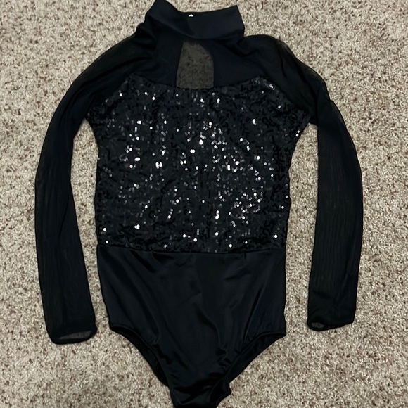 Revolution Costumes Revolution Black Sequence Dance Leotard Size